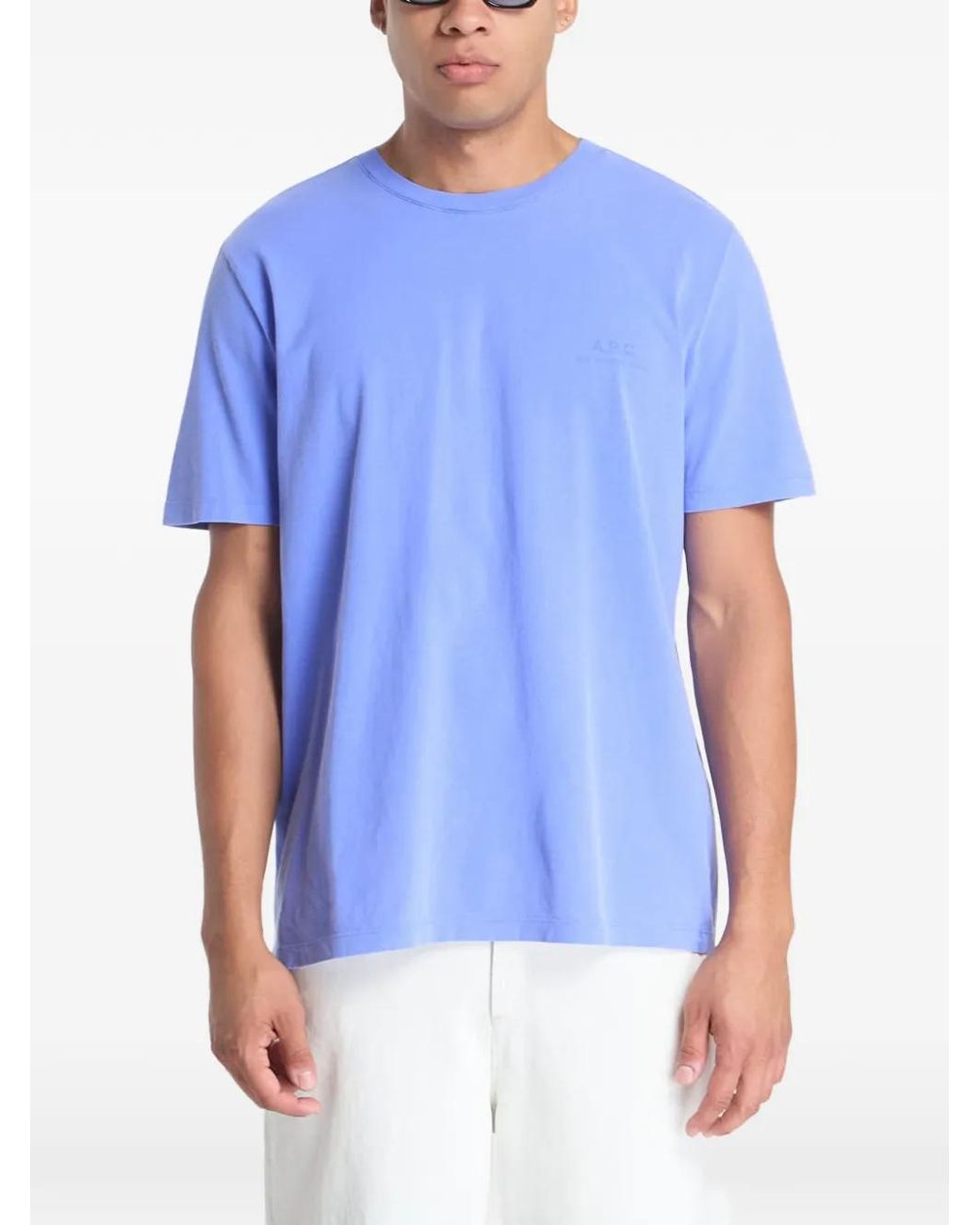 A.P.C. Blue T-Shirt With Rue Madame Logo