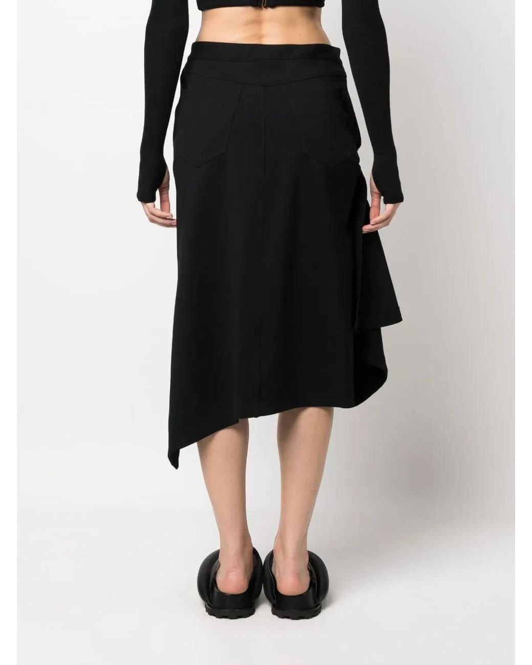 J.W. Anderson Black Asymmetric Draped Skirt