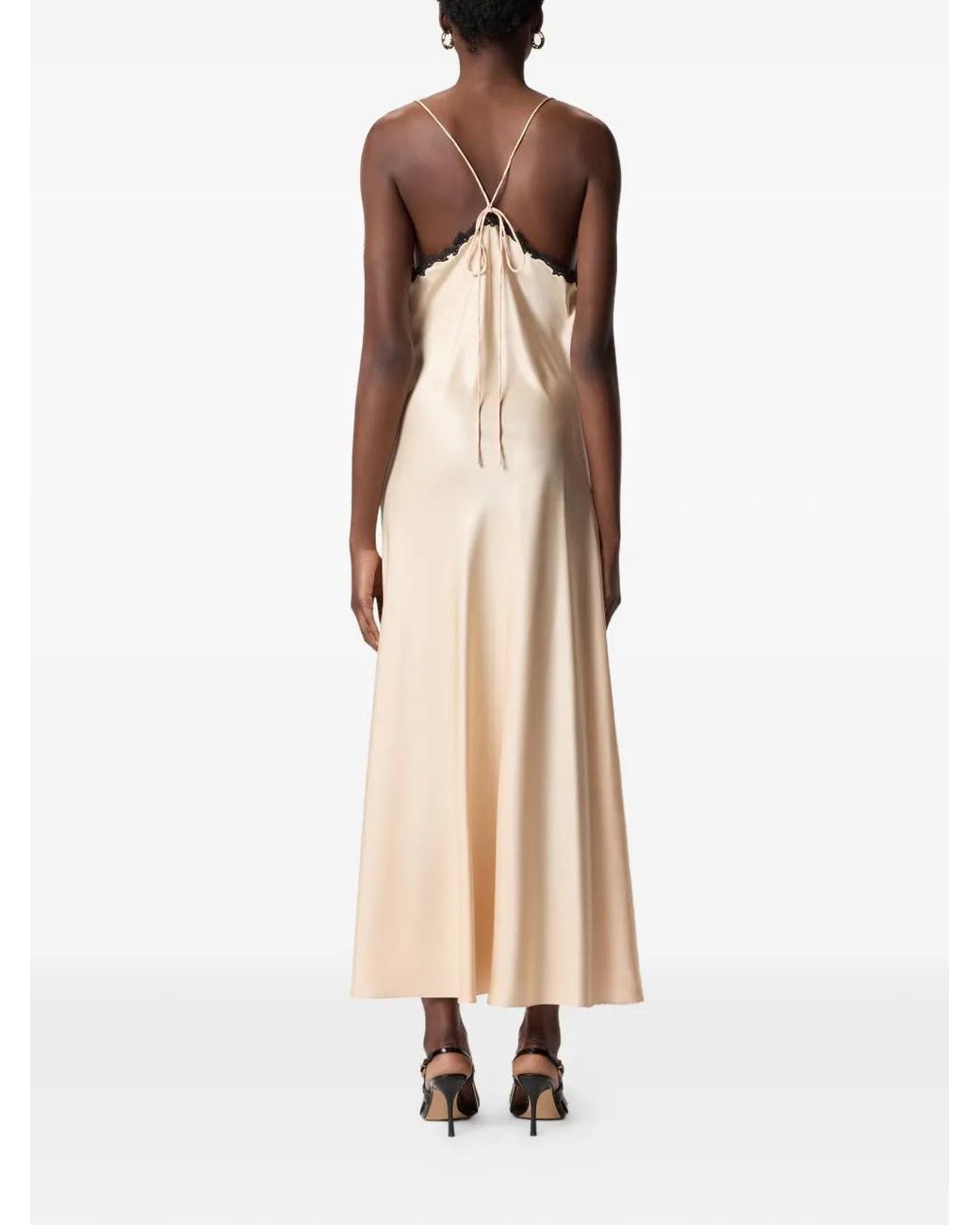 Pinko White Long Dress With Lace Inserts