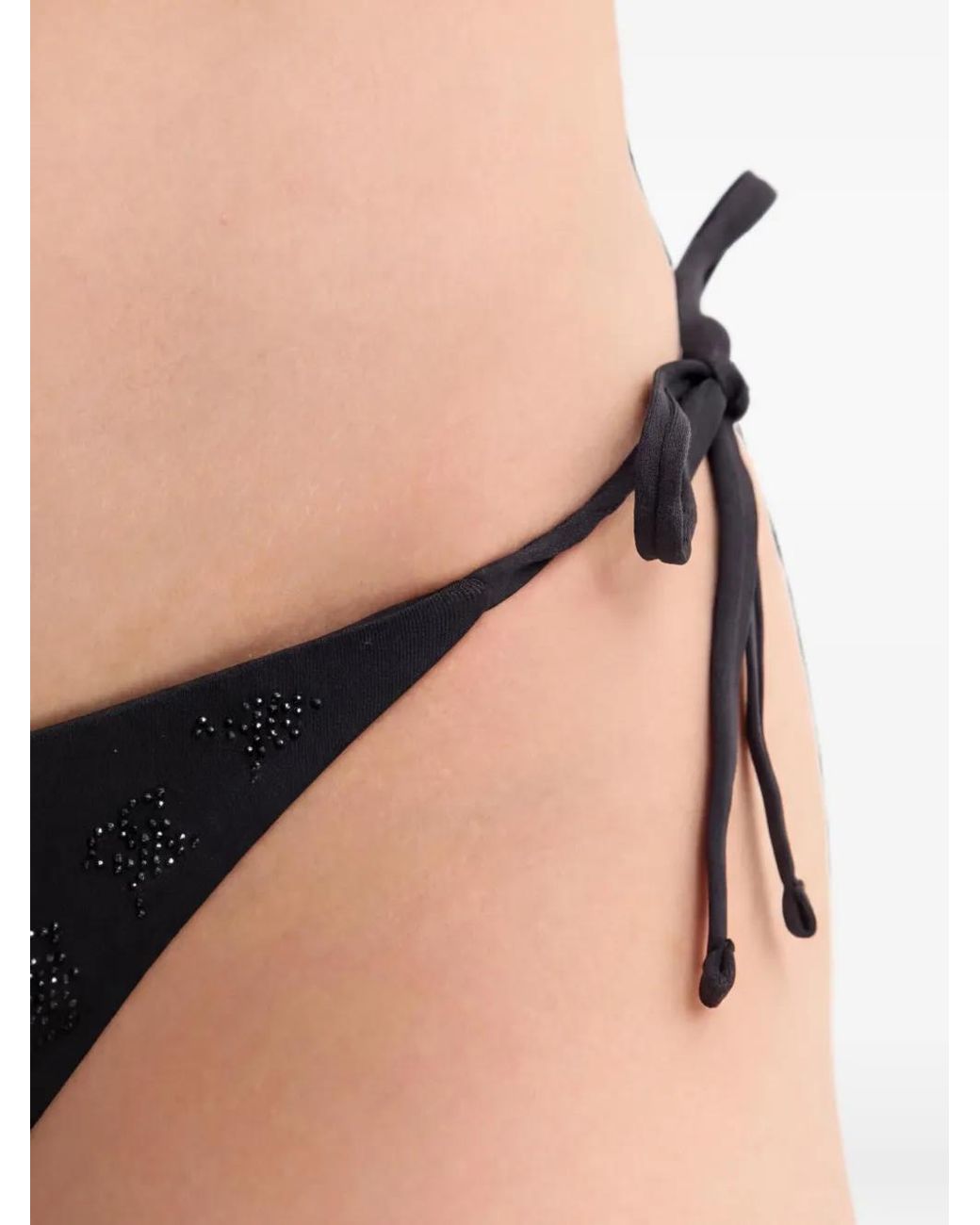 Guess Black Rhinestone-Embellished Side-Tie Bikini Bottoms