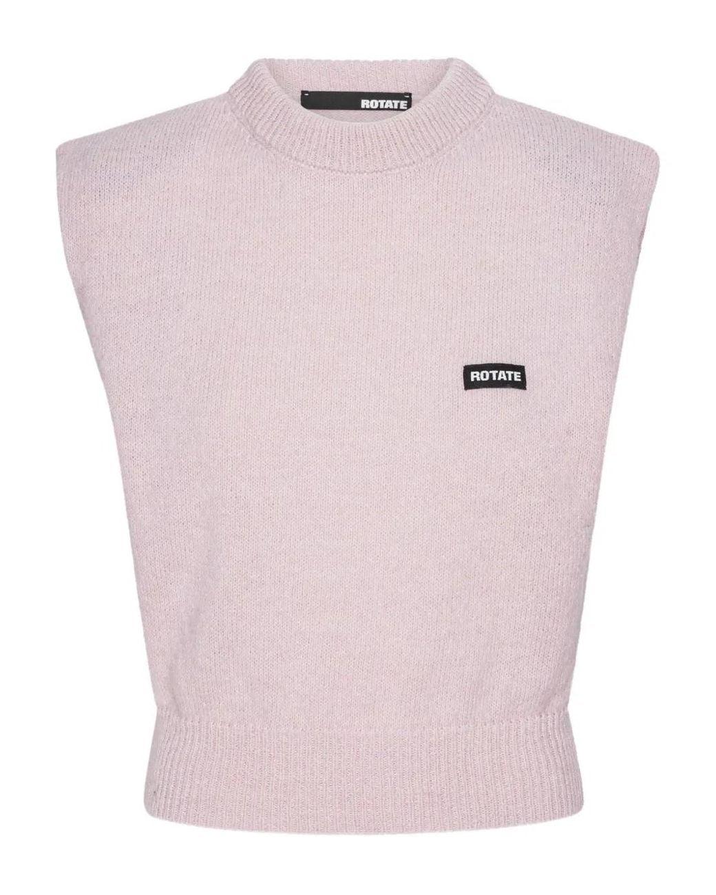 ROTATE BIRGER CHRISTENSEN Pink Padded-Shoulder Knit Vest