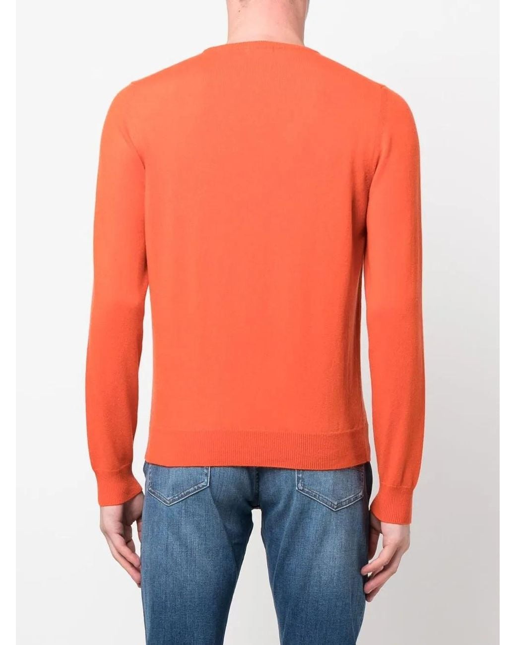 Malo Orange Round-Neck Knit Jumper for men
