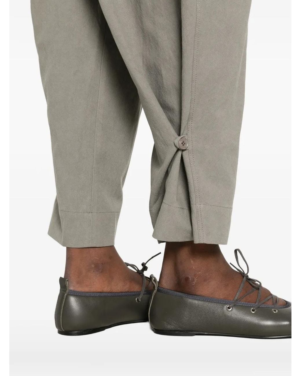 Low Classic Gray Pleated Button-Cuff Trousers