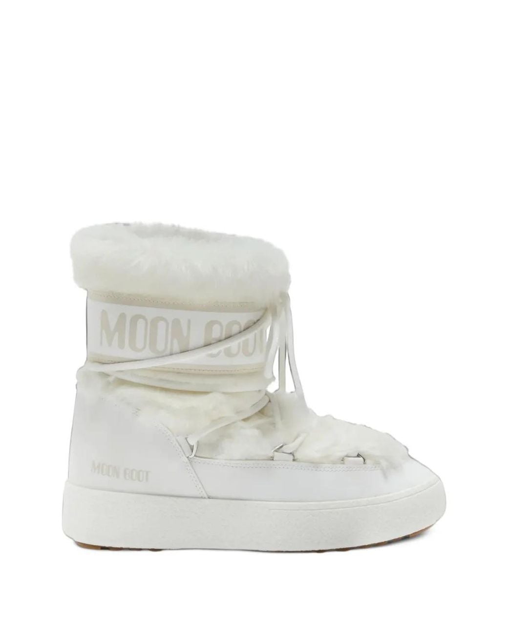Moon Boot White Faux-Fur Lace-Up Boots