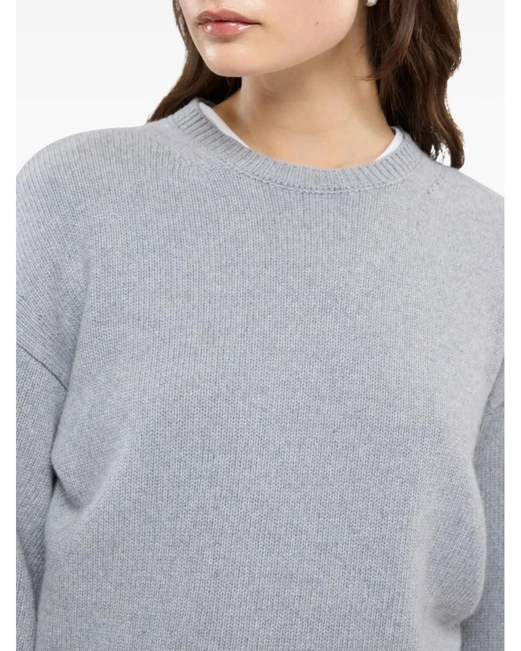Another Tomorrow Gray Cashmere-Knit Sweater