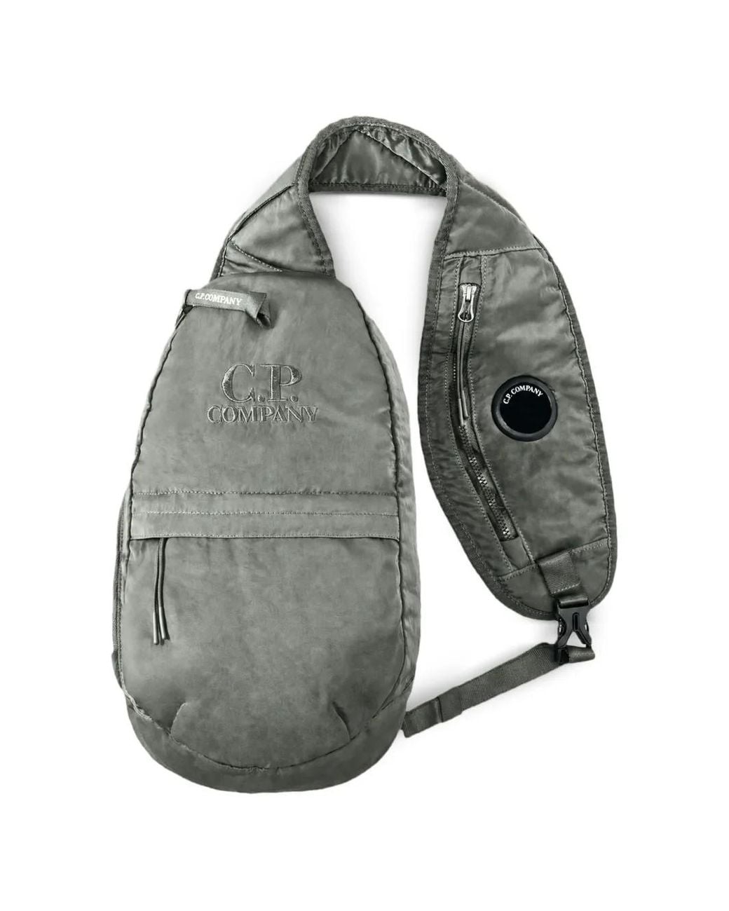 C P Company Gray Sac Porté Épaule Nylon B À Détail De Lentille Signature for men