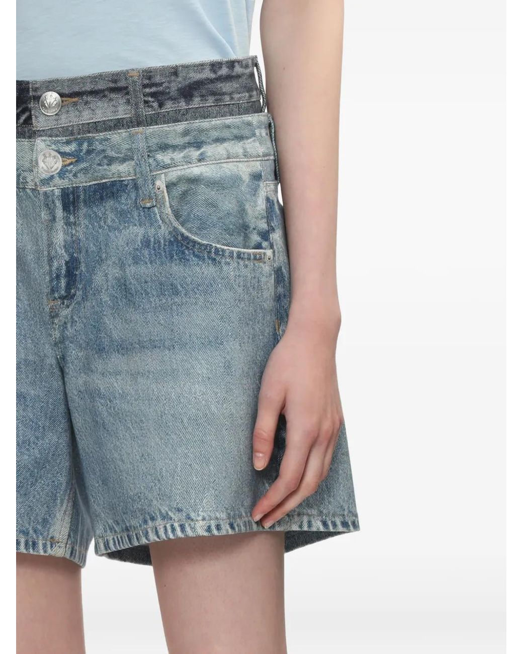Rag & Bone Blue Layered Denim Shorts