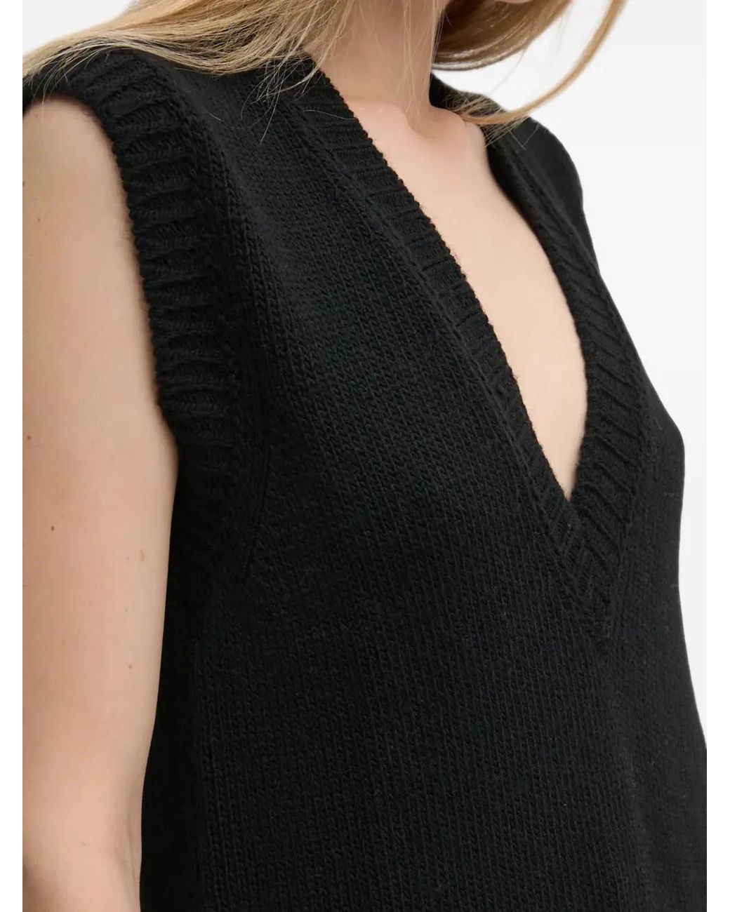 Sisley Black V-Neck Sleeveless Midi Dress