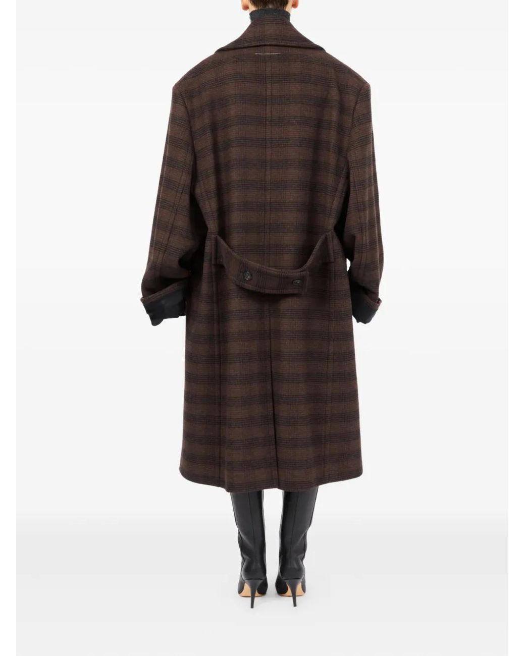 MM6 by Maison Margiela Brown Checked Double-Breasted Coat
