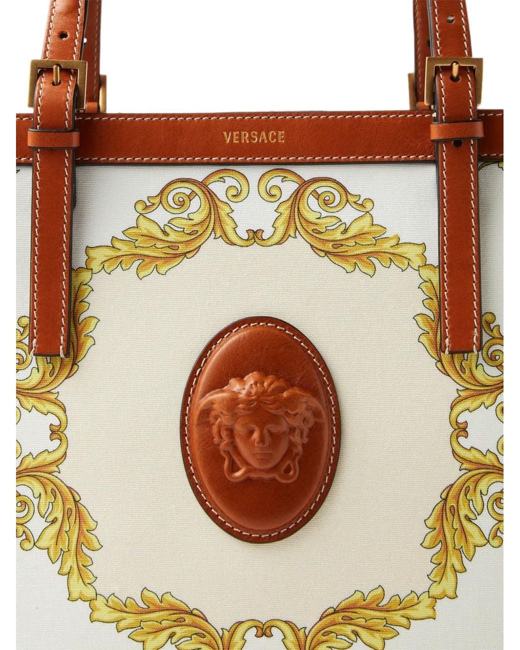 Versace Brown Rivière Pinted Canvas Tote