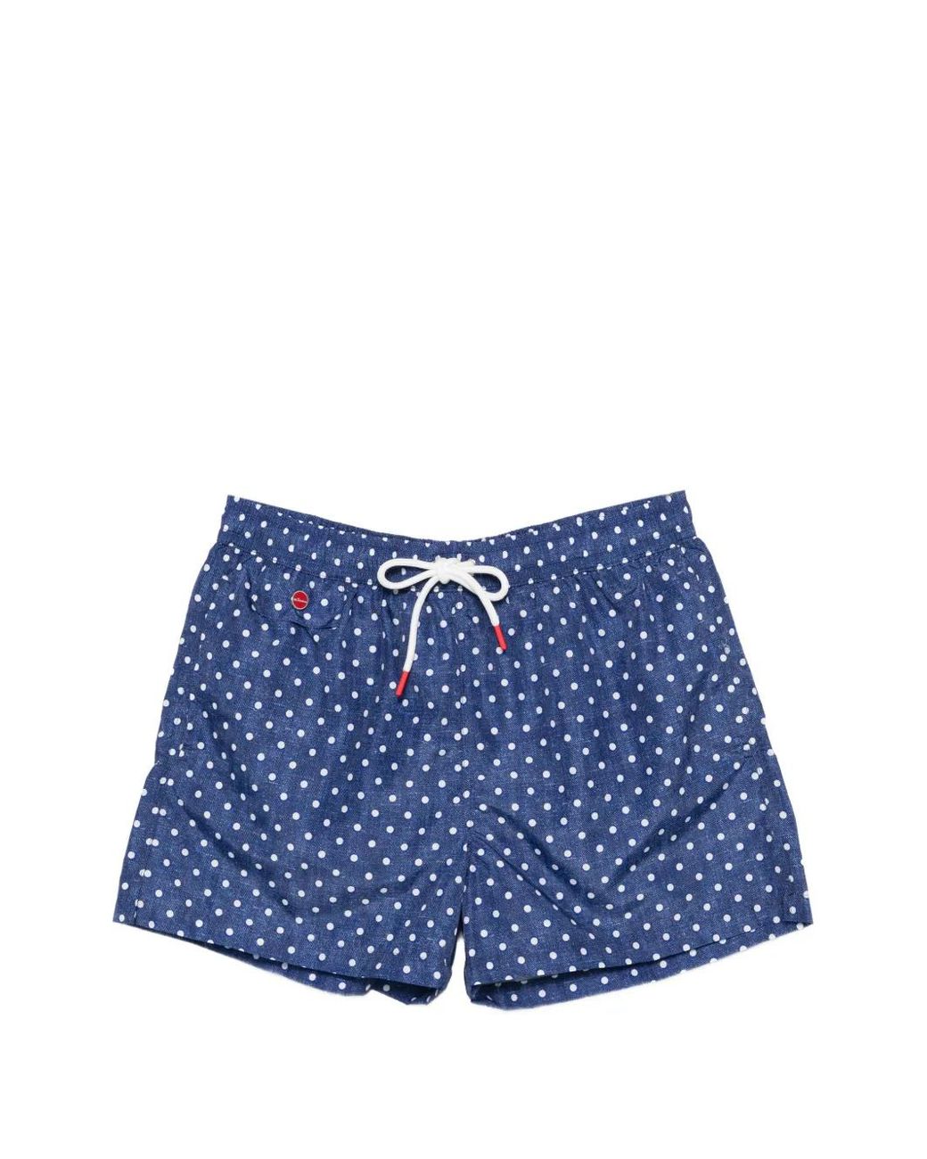 Kiton Blue Short De Bain À Pois for men