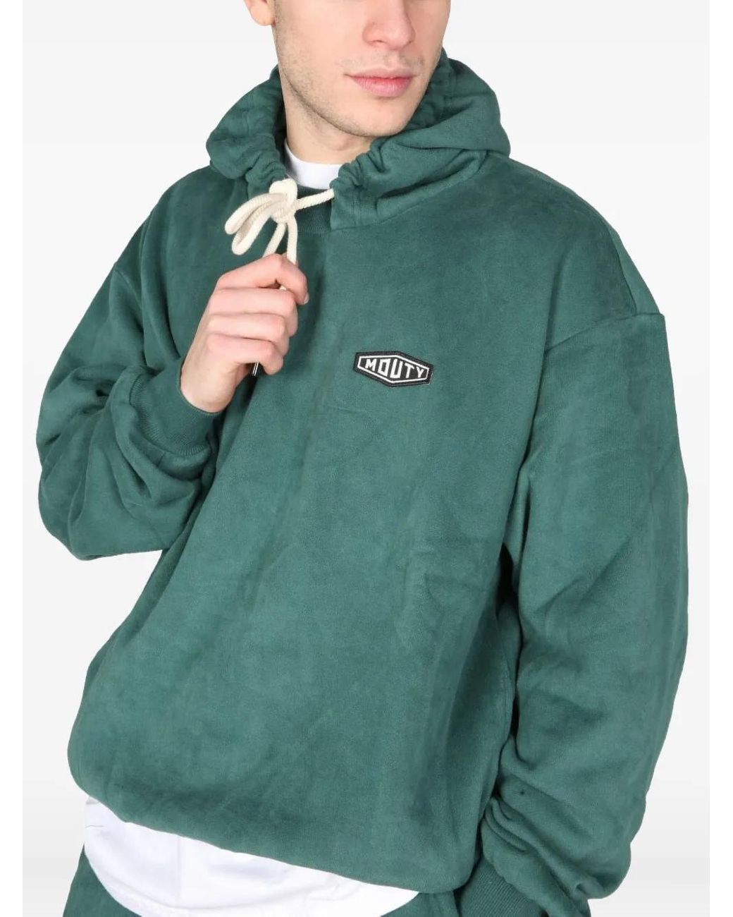 MOUTY Green Logo-Patch Hoodie for men