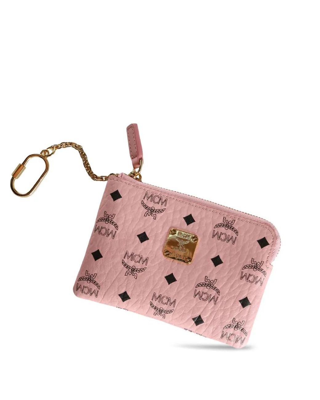MCM Pink Logo-Pattern Chain-Detail Wallet