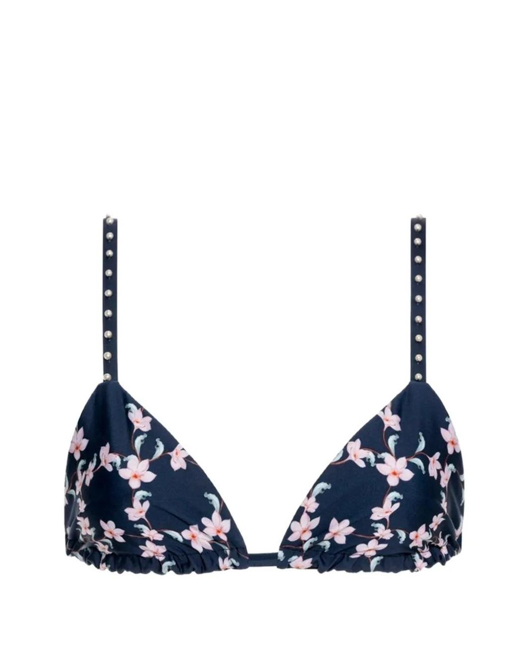 Agua Bendita Blue Tulua Anhelo Floral-Print Bikini Top