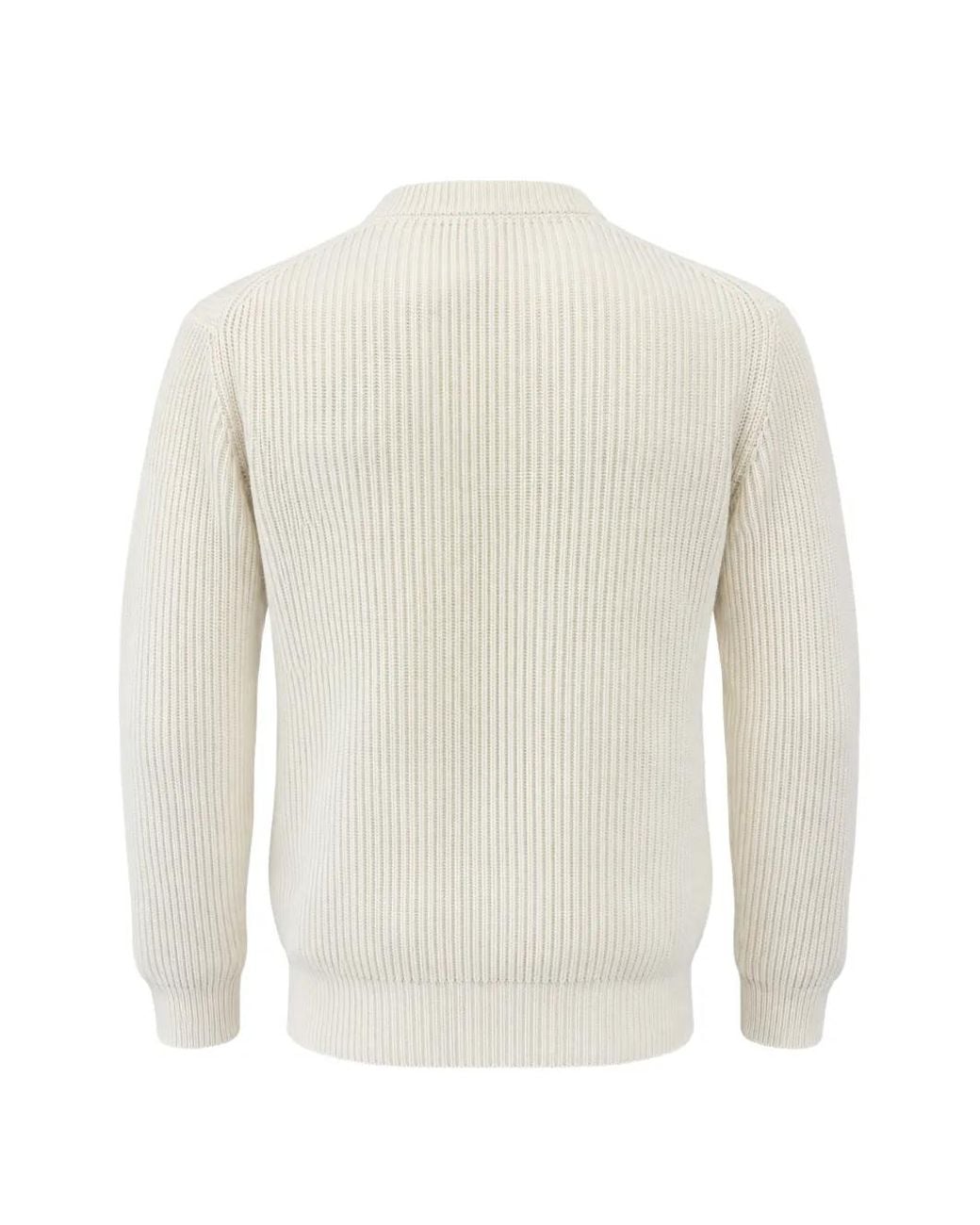 Franzese Collection White Steve Mcqueen Ribbed-Knit Crew-Neck Sweater for men