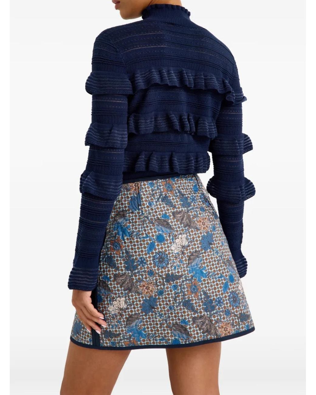 Marie Oliver Blue Adeline Ruffled Long-Sleeve Sweater