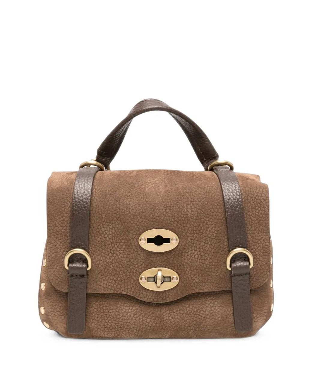 Zanellato Brown Baby Postina Stud-Embellished Suede Tote Bag