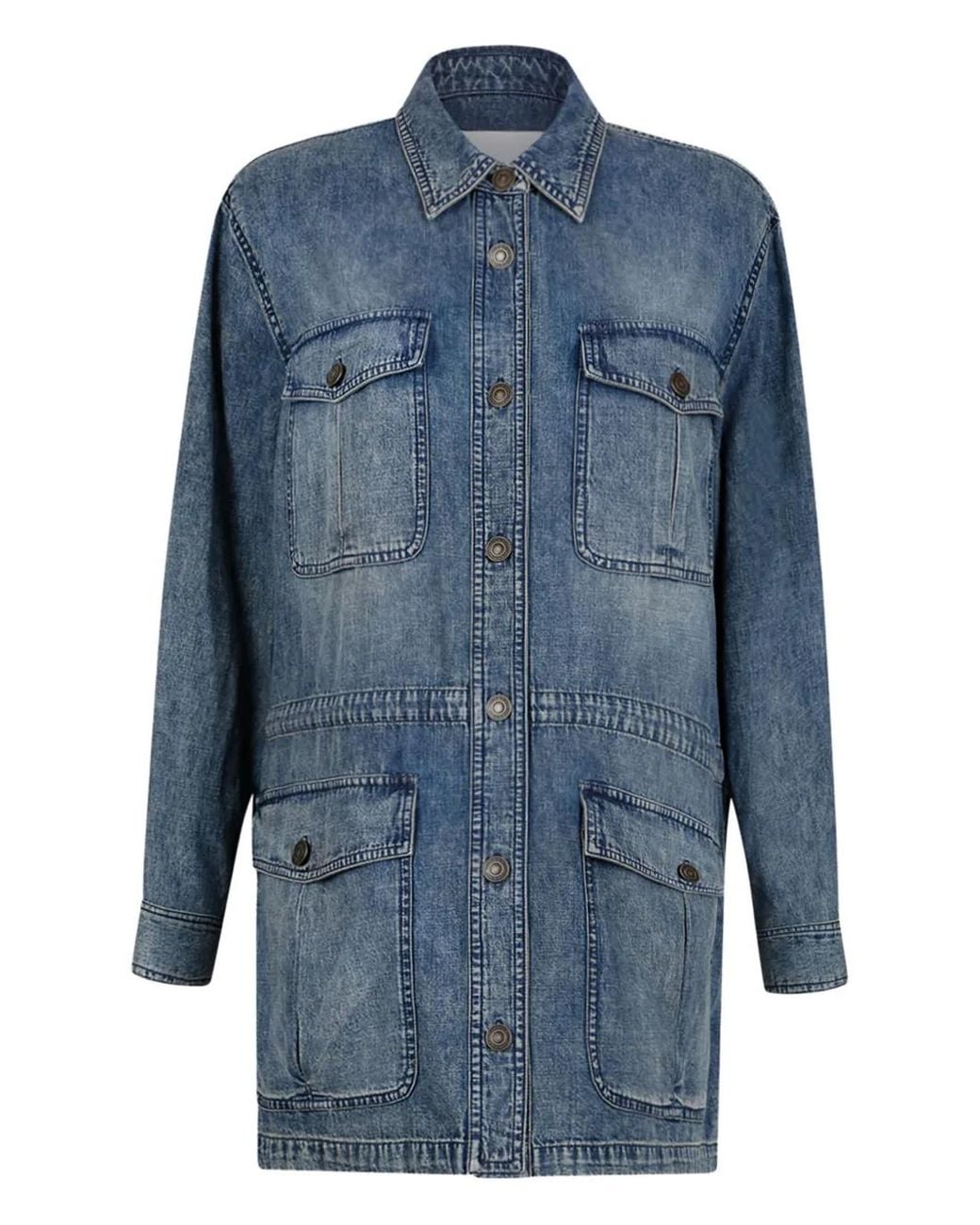Isabel Marant Blue Button-Fastening Denim Coat