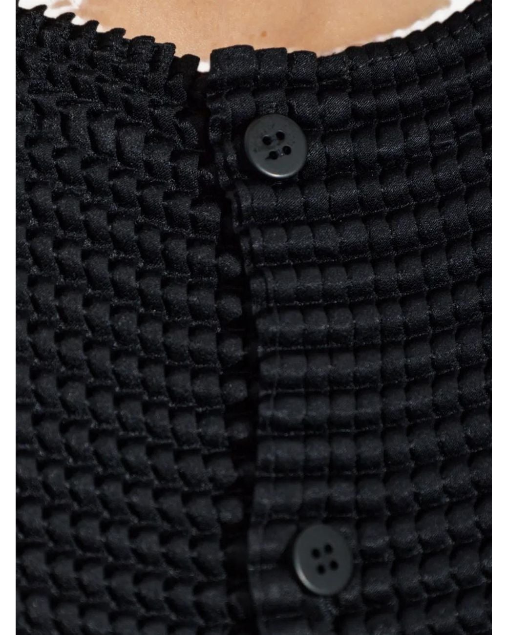 Issey Miyake Black Pleated Cardigan