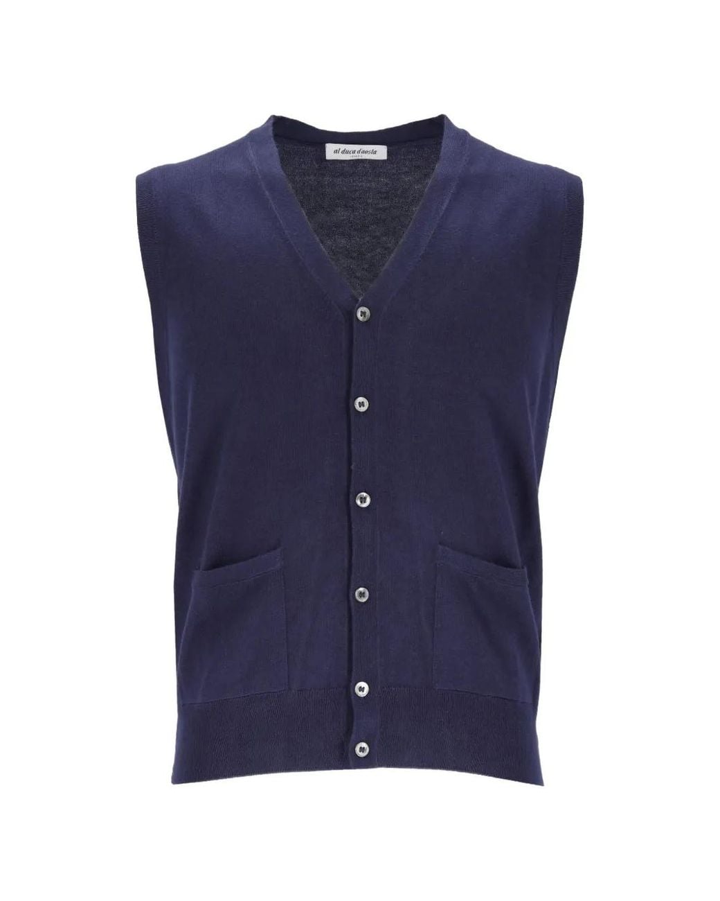 Al Duca D'aosta Blue Button-Up Knitted Vest for men