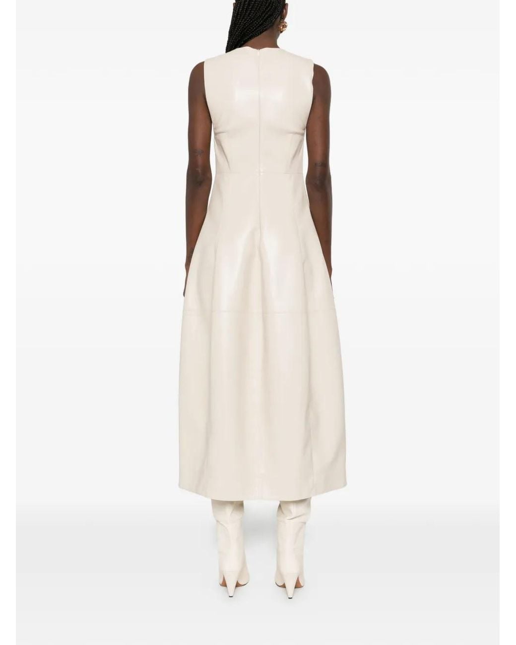 Nanushka White Crew-Neck Midi Dress