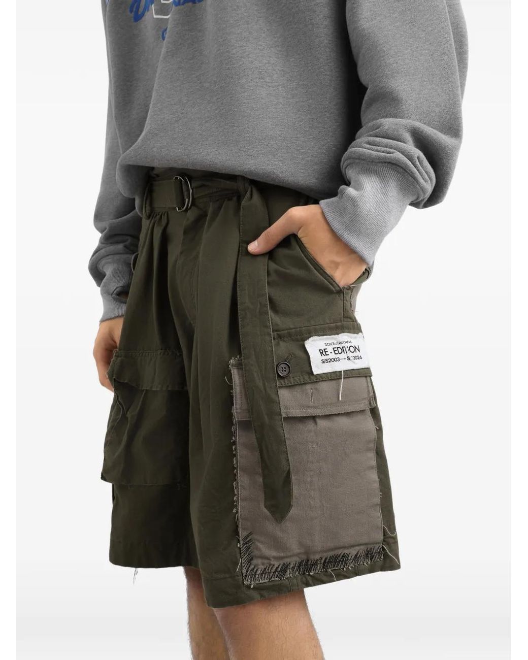 Dolce & Gabbana Green Patchwork Belted Trousers for men