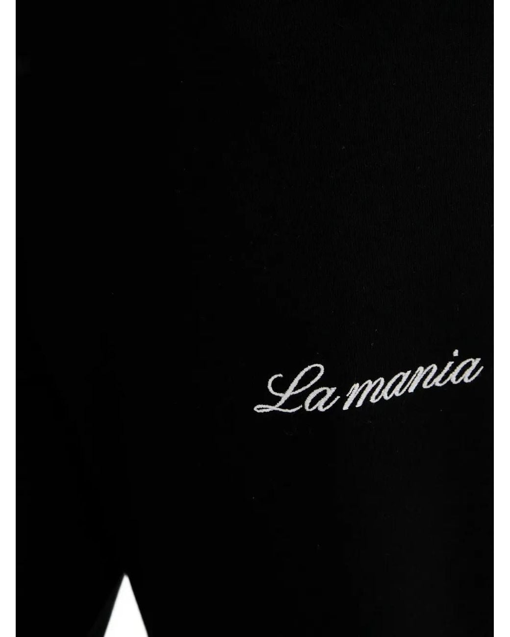 La Mania Black Ridge Logo-Embroidered Track Pants