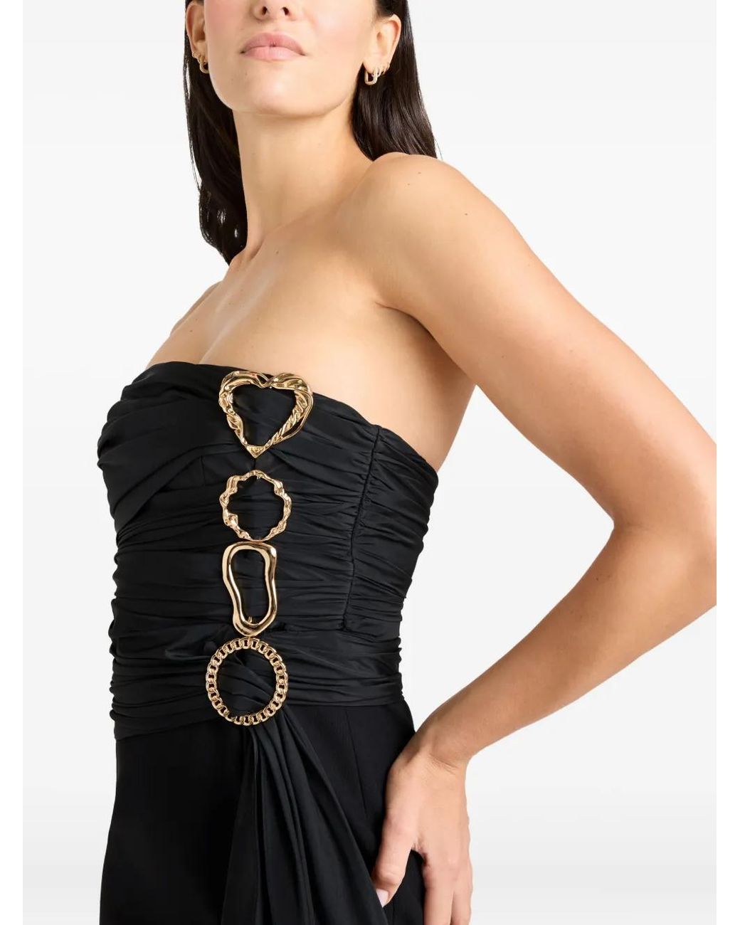 Cinq À Sept Black Baltra Ring-Detail Gown