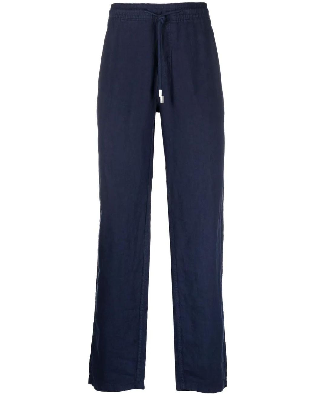 Vilebrequin Blue Drawstring Straight-Leg Linen Trousers for men
