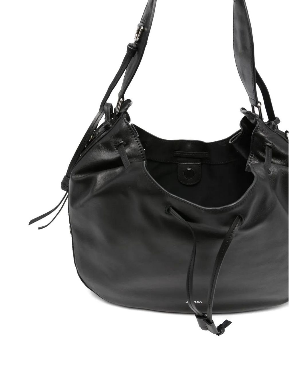 Isabel Marant Drawstring Leather Shoulder Bag in Black | Lyst