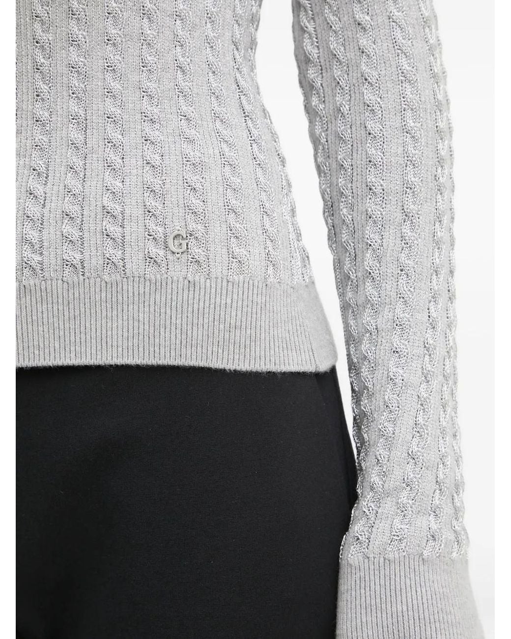 Guess White Cable-Knit Sweater