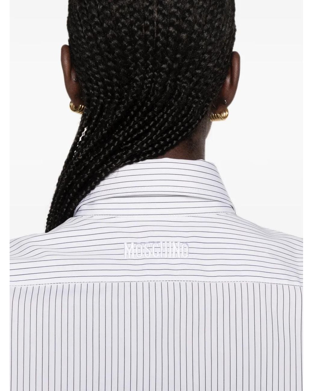 Moschino White Striped Embroidered-Goose Shirt