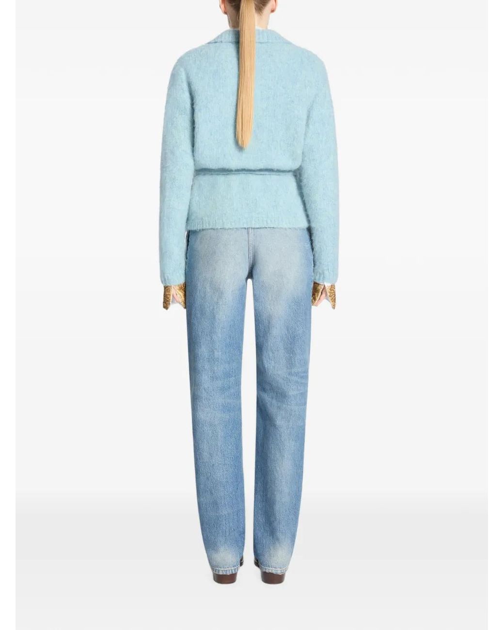 Dries Van Noten Blue Polo Wool Cardigan
