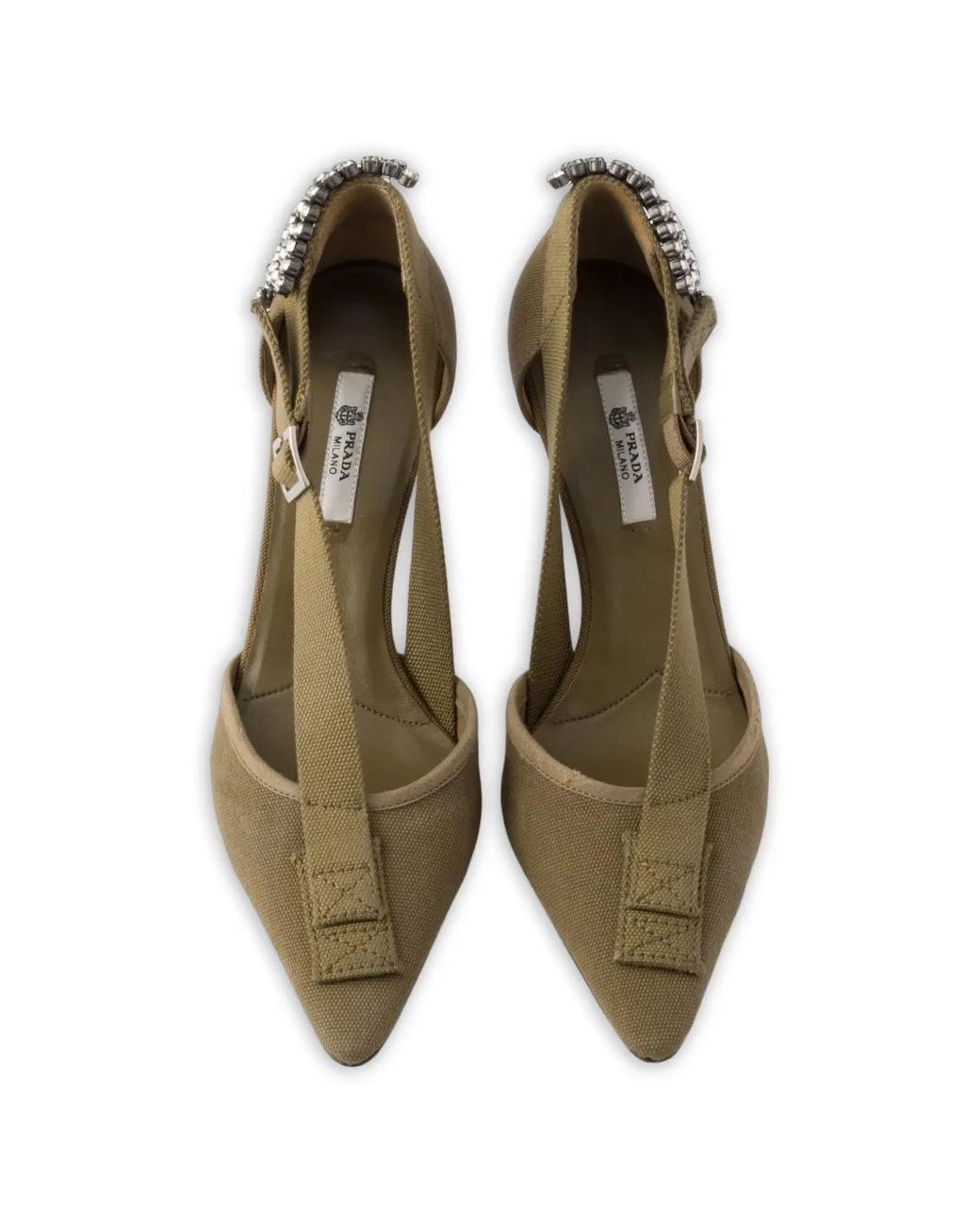 Escarpins En Toile À Ornements En Cristal Prada en coloris Metallic