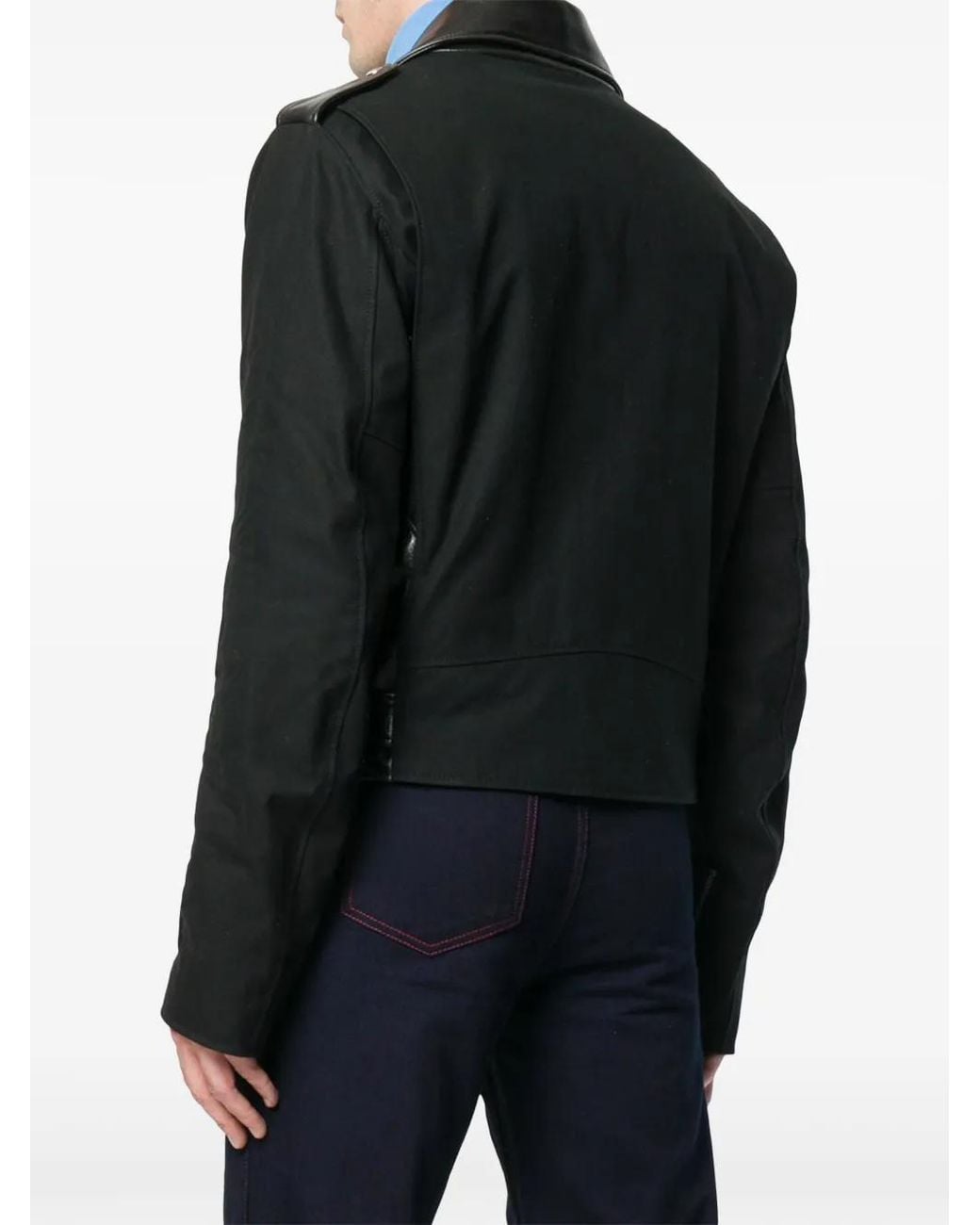 Calvin Klein Black Leather Biker Jacket for men
