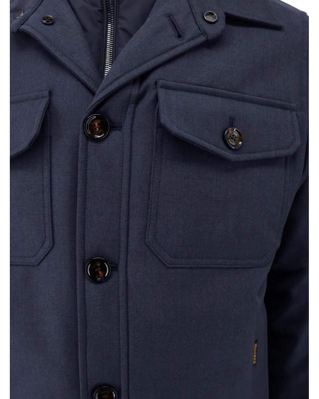 Moorer Blue Button-Up Padded Jacket for men