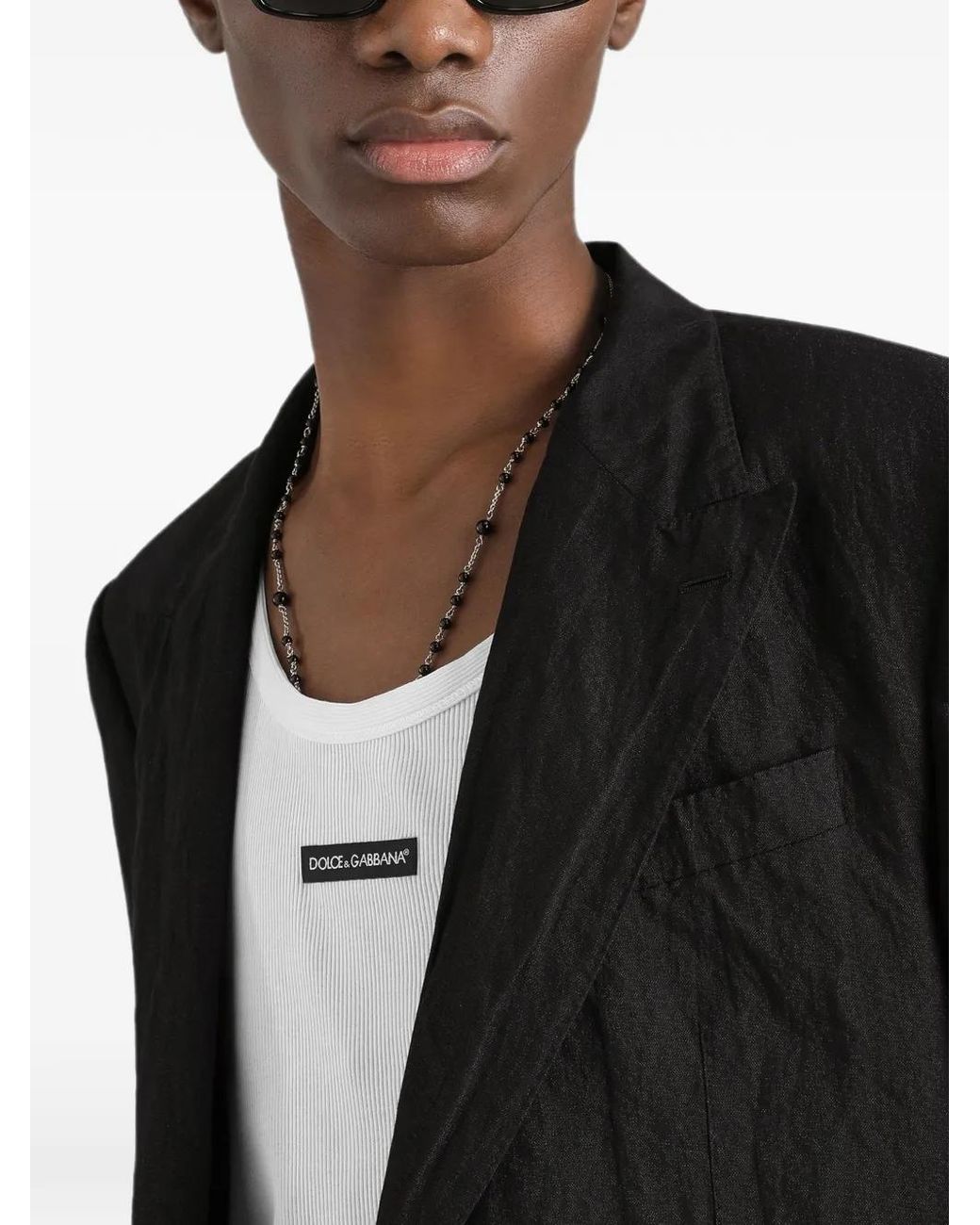 Dolce & Gabbana Black Veste En Toile Sicilia À Boutonnière Croisée for men