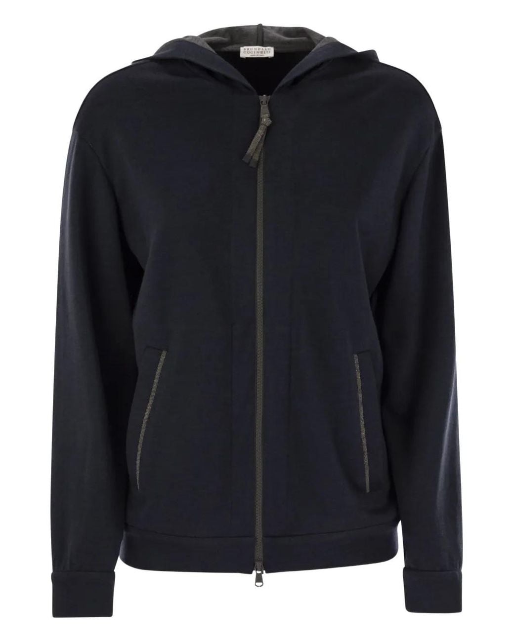 Brunello Cucinelli Black Precious Stripe Hoodie