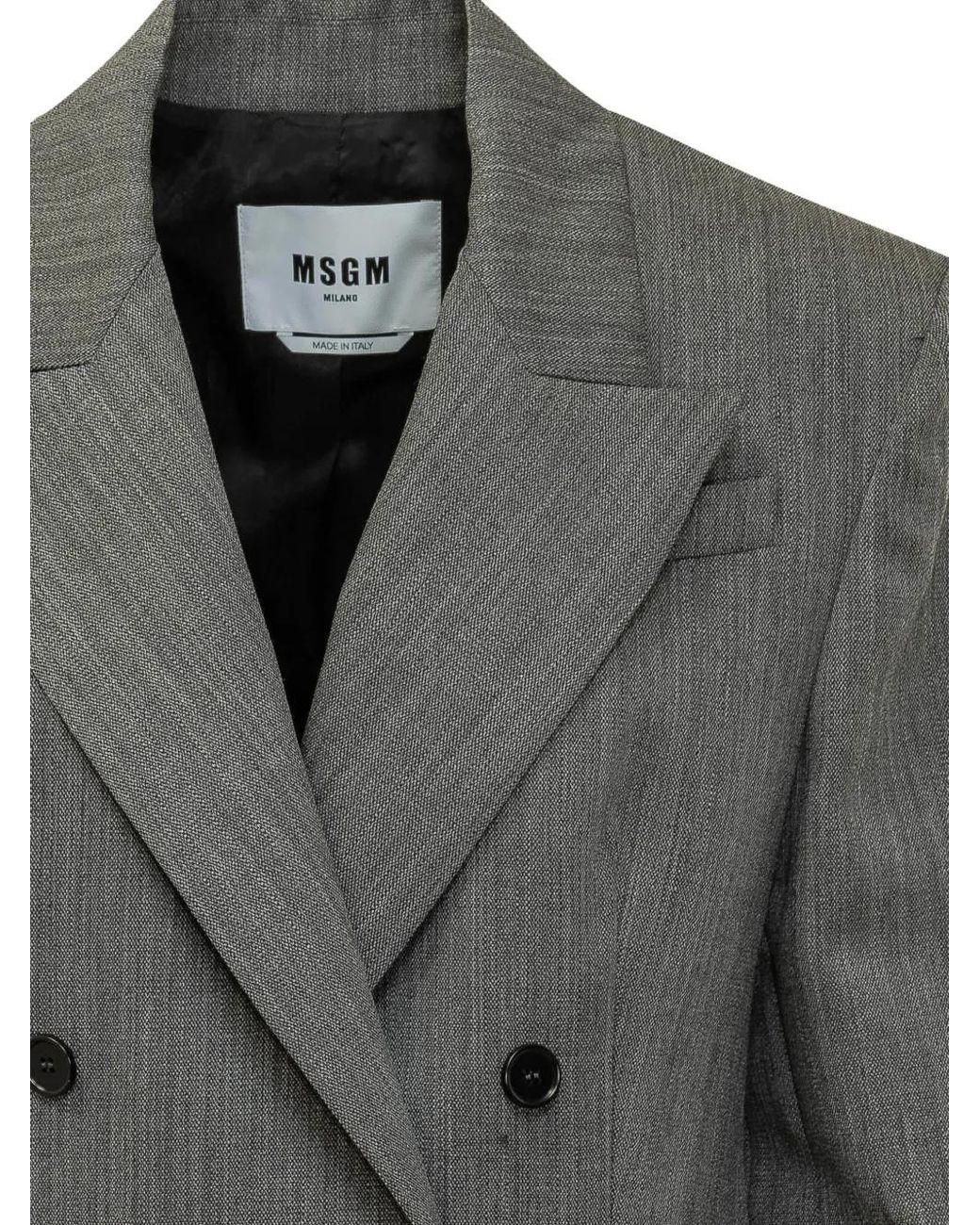 MSGM Gray Double-Breasted Blazer