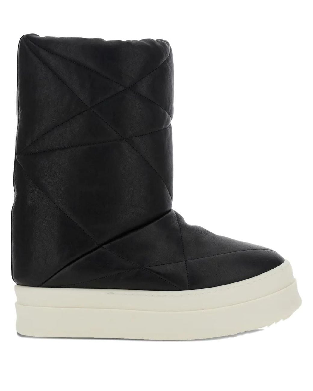 Rick Owens Black Quilted Leather Boots for men