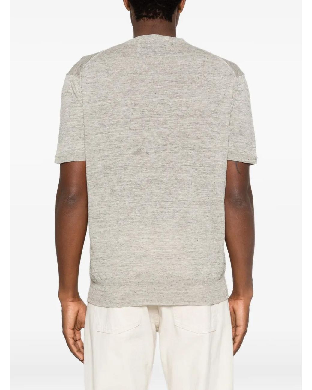 Amaranto White Ribbed Short-Sleeve T-Shirt for men