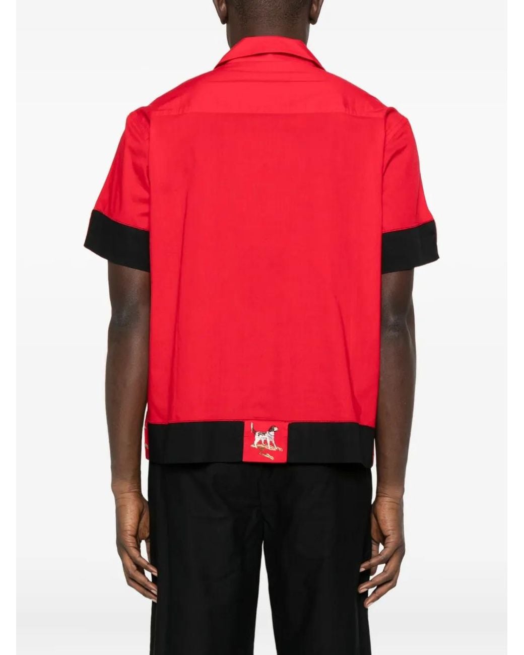 Bode Red Dog-Print Panelled Shirt for men