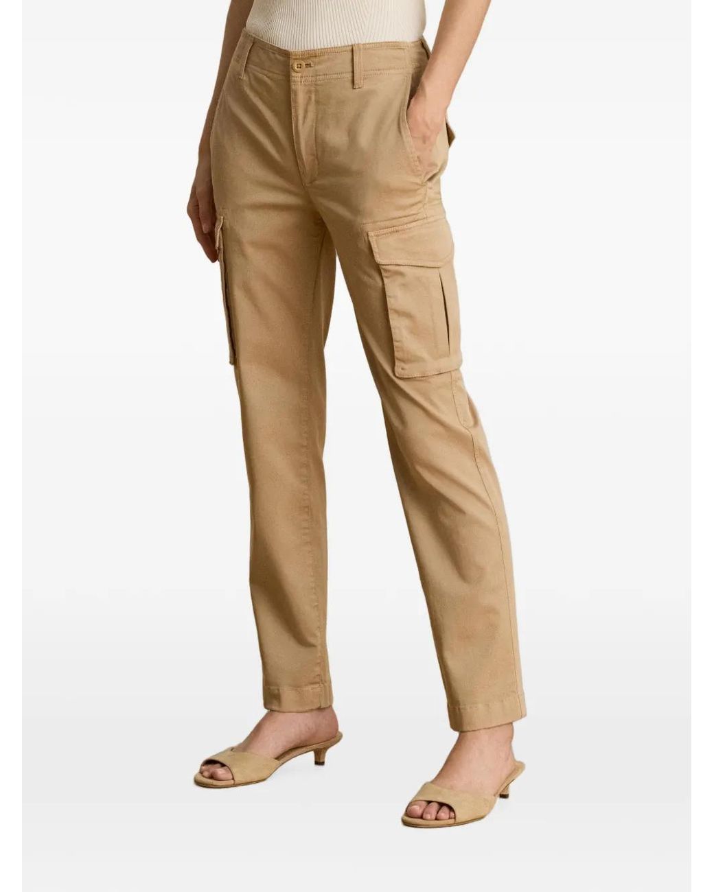 Ralph Lauren Natural Pantalon Chino Crop À Poches Cargo