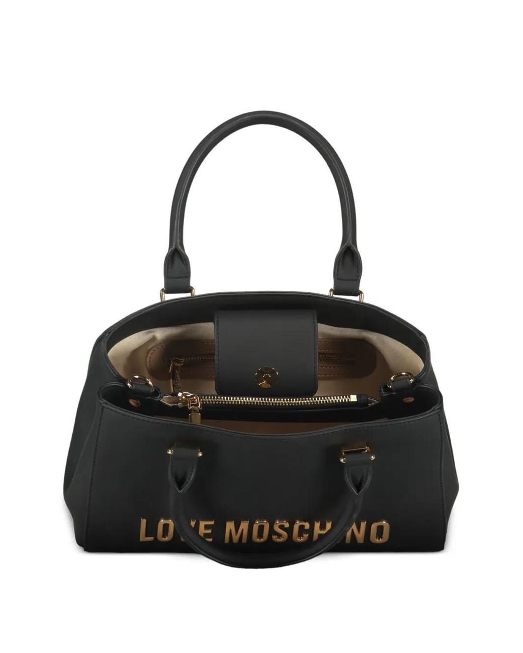 Love Moschino Black Logo Lettering Rigid Tote Bag