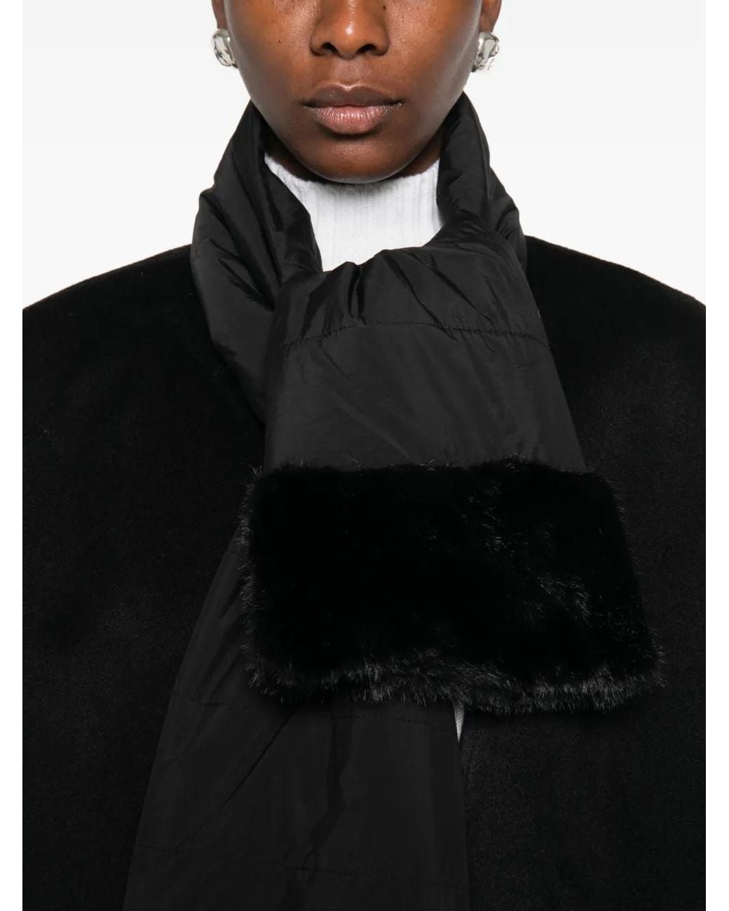 Twinset Black Faux Fur-Trimmed Cape