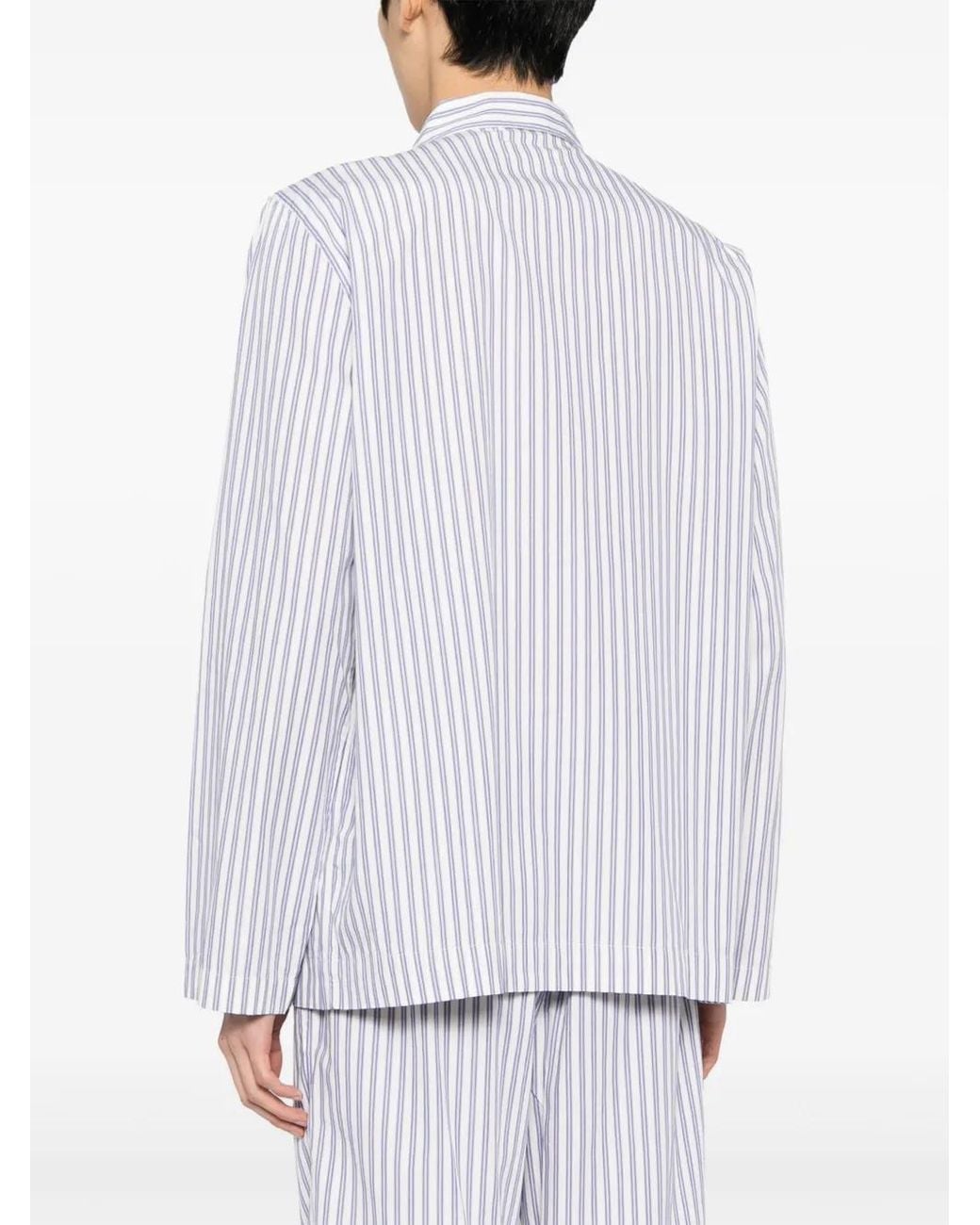 Tekla Gestreept Pyjamashirt in het White voor heren
