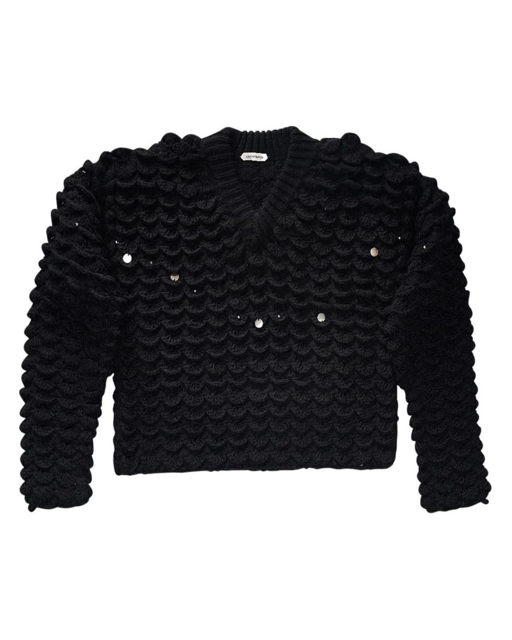 NAMACHEKO Black Embellished V-Neck Jumper for men