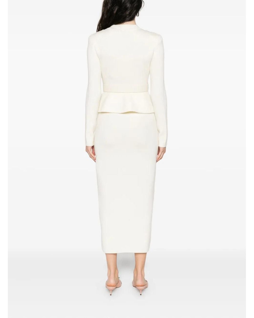 Self-Portrait White Silk Printed Dress