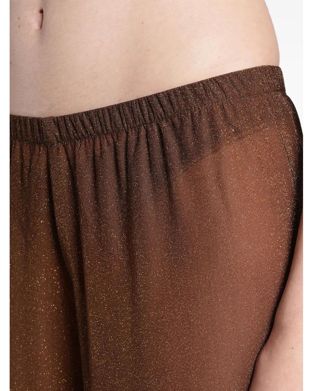 Mc2 Saint Barth Brown Raschel Knit Wide-Leg Trousers Amalia