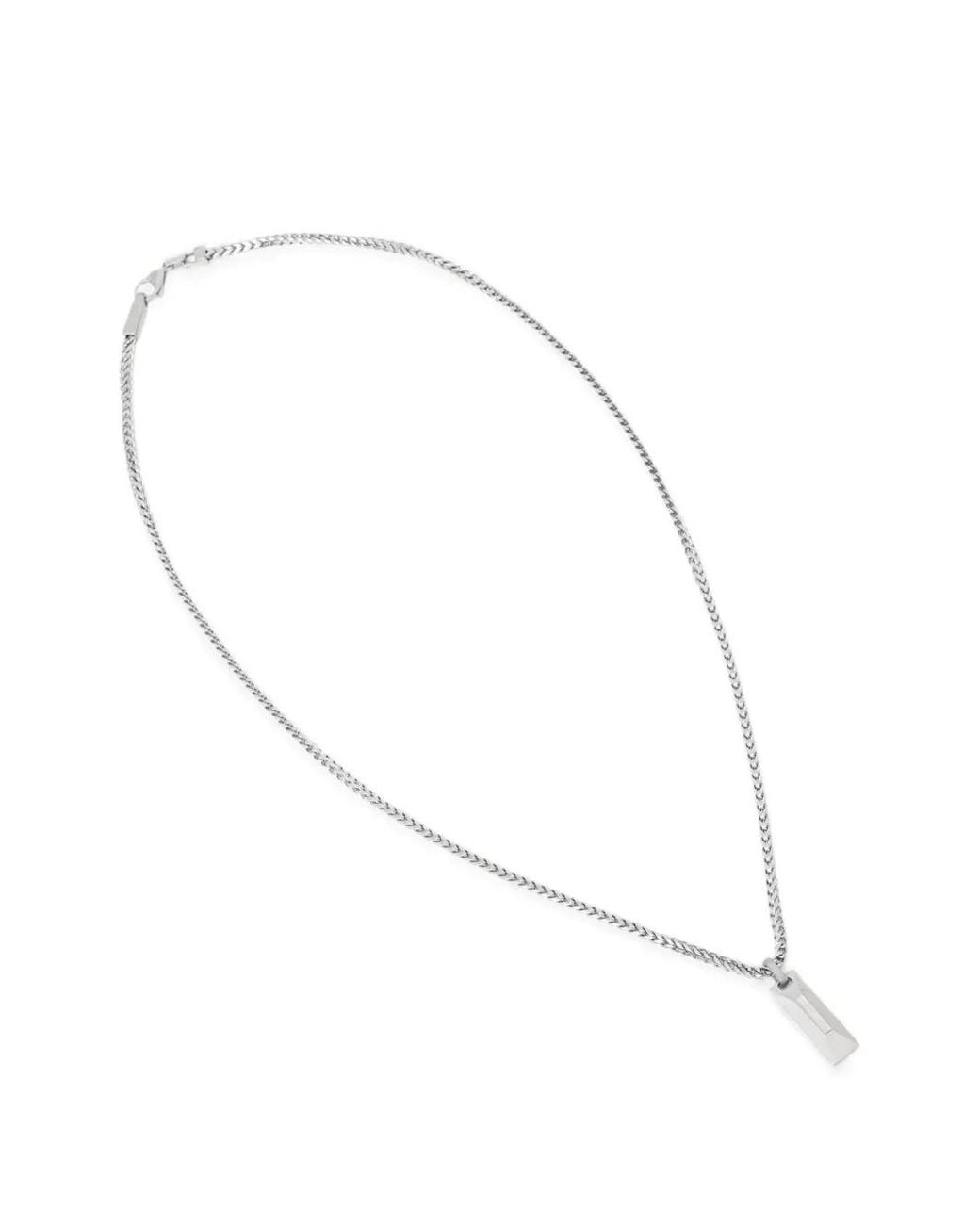 Guess White Geometric-Pendant Necklace for men